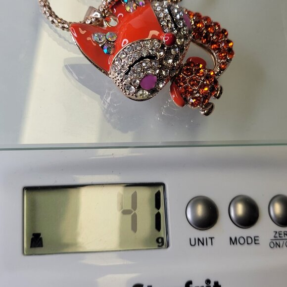 Fox Pendant Necklace Orange Animal Pendant Long Necklace Orange Crystal Pendants - Picture 12 of 12